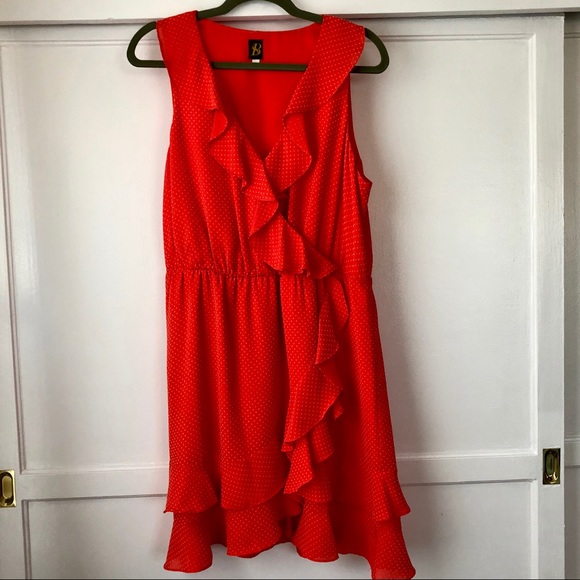 Anthropologie Dresses & Skirts - Red polka dot surplice ruffled dress